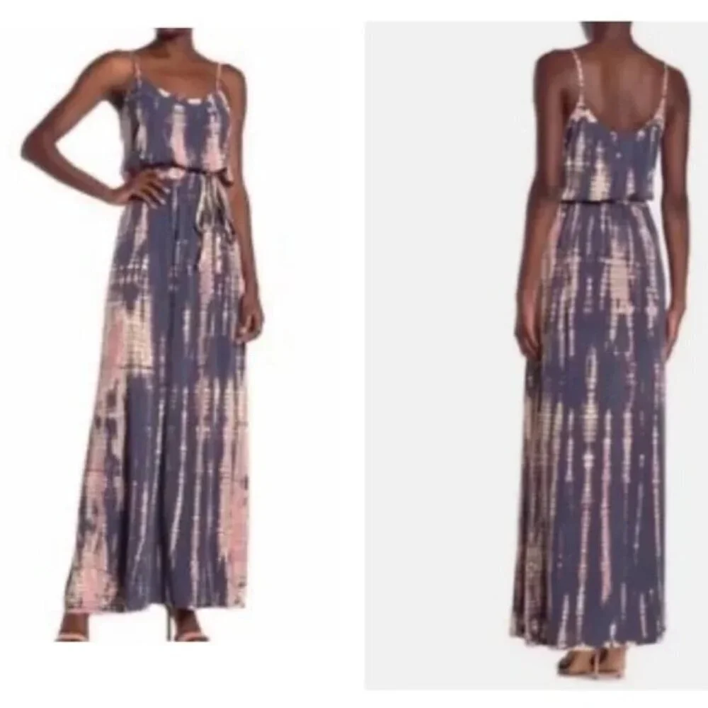MICHAEL STARS - Jenna Tie Waist Maxi Dress Tie Dye Size L - Picture 2 of 8